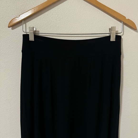 Eileen Fisher Stretch Jersey Faux Wrap Overlay A-Line Midi Skirt Black-XS - Picture 6 of 11